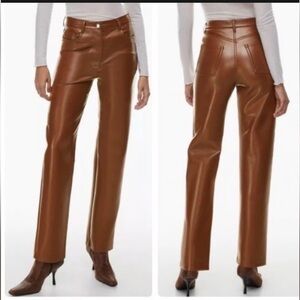 Aritzia Wilfred Melina High-rise StraightLeg Cognac Vegan Pants Capsule Wardrobe